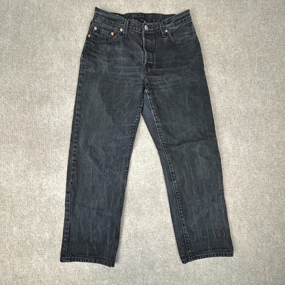 Levi's 501 90s Jeans Womens 28x30 Black Cotton Loose Fit Mid Rise Straight Leg